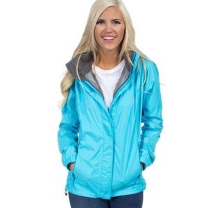 Lauren James Co Blue Turquoise Preptec Rain Jacket sz Medium 6-8 Women's